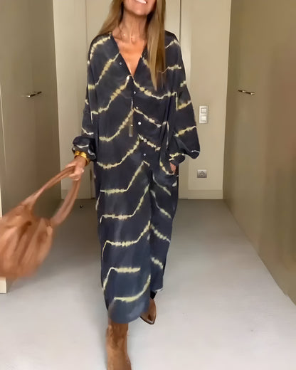 Lizy | Robe Maxi Bohème À Rayures Et Décolleté Plongeant