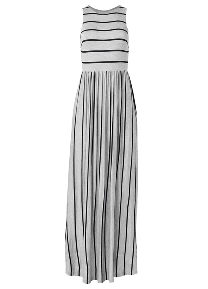 Casual Maxi Dress - Heather Grey & Black