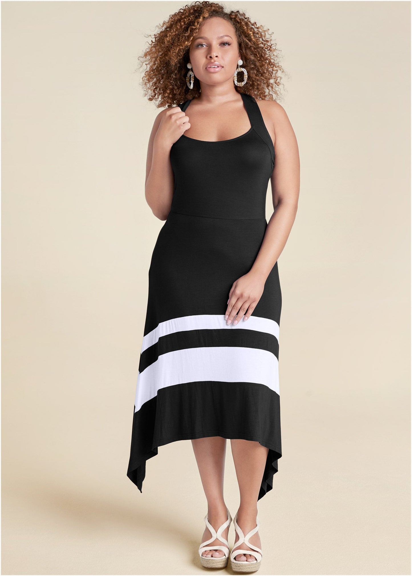 Color Block Maxi Dress - Black & White