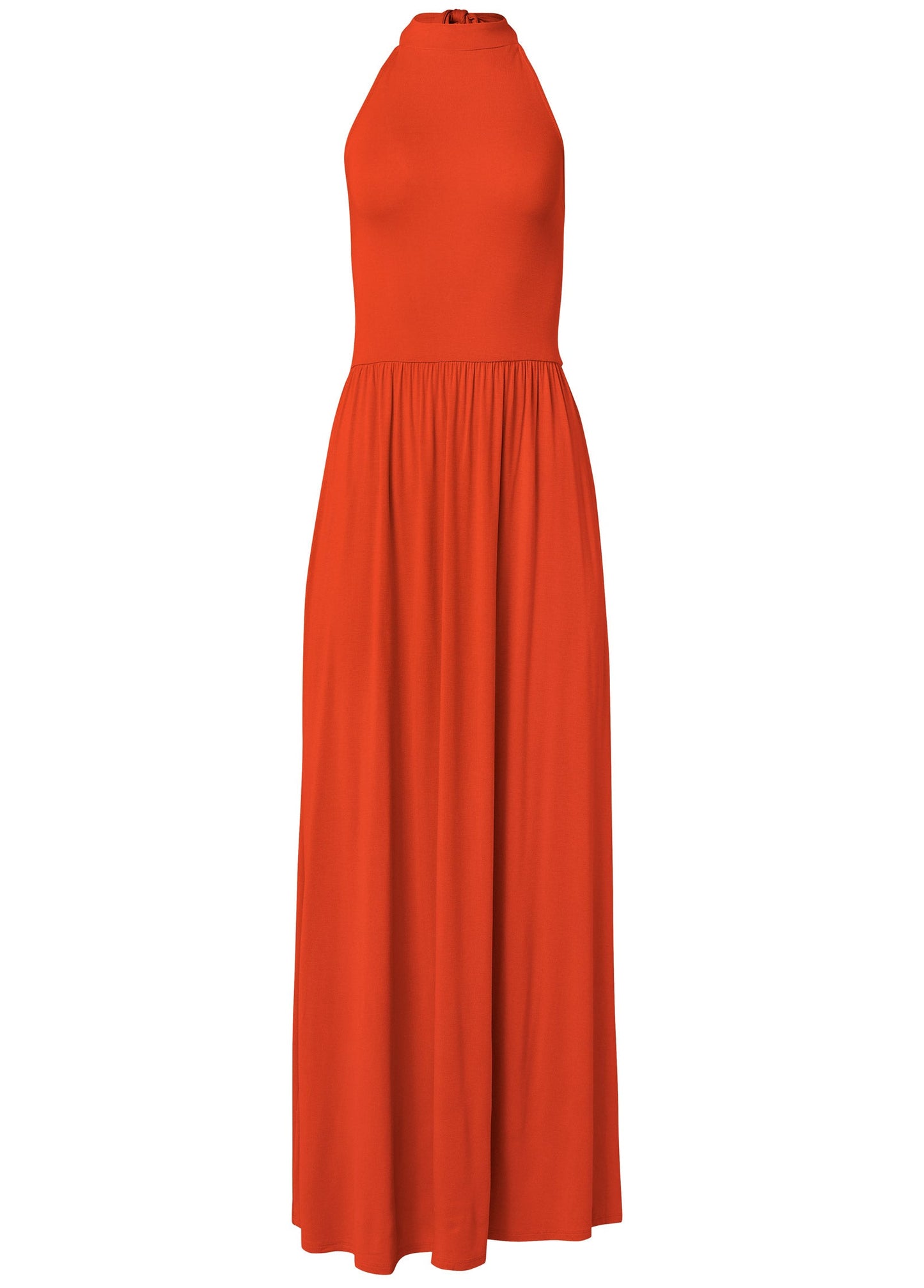 High Neck Maxi Dress - Tangerine Tango