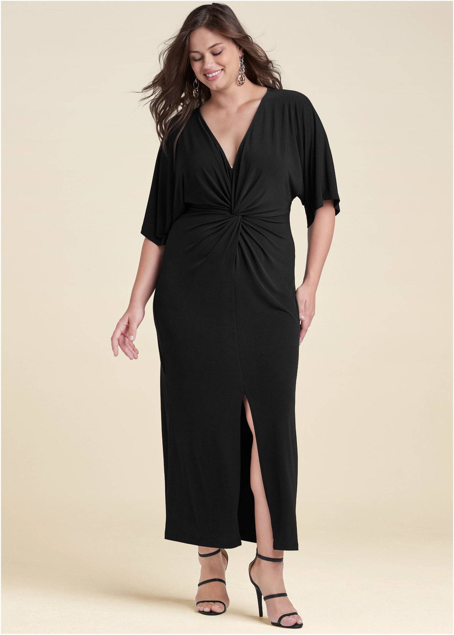 Twist Front Maxi Dress - Black