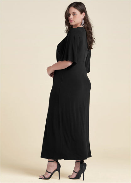 Twist Front Maxi Dress - Black