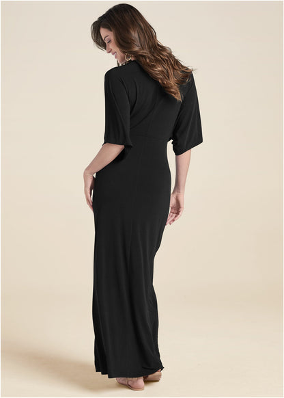 Twist Front Maxi Dress - Black