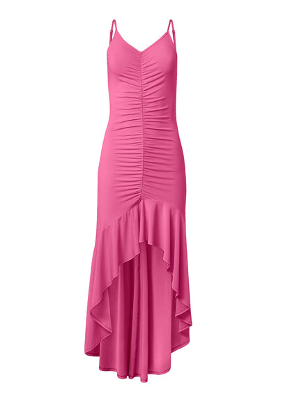 High-Low Ruffle Dress - Pink