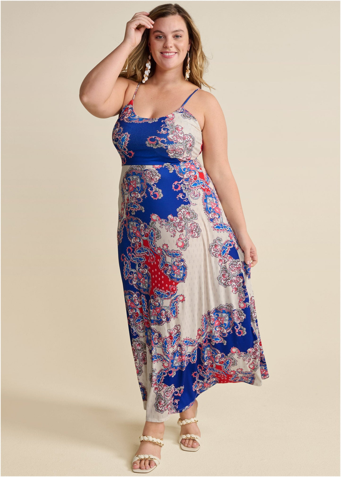 Twist Back Maxi Dress - Red Multi