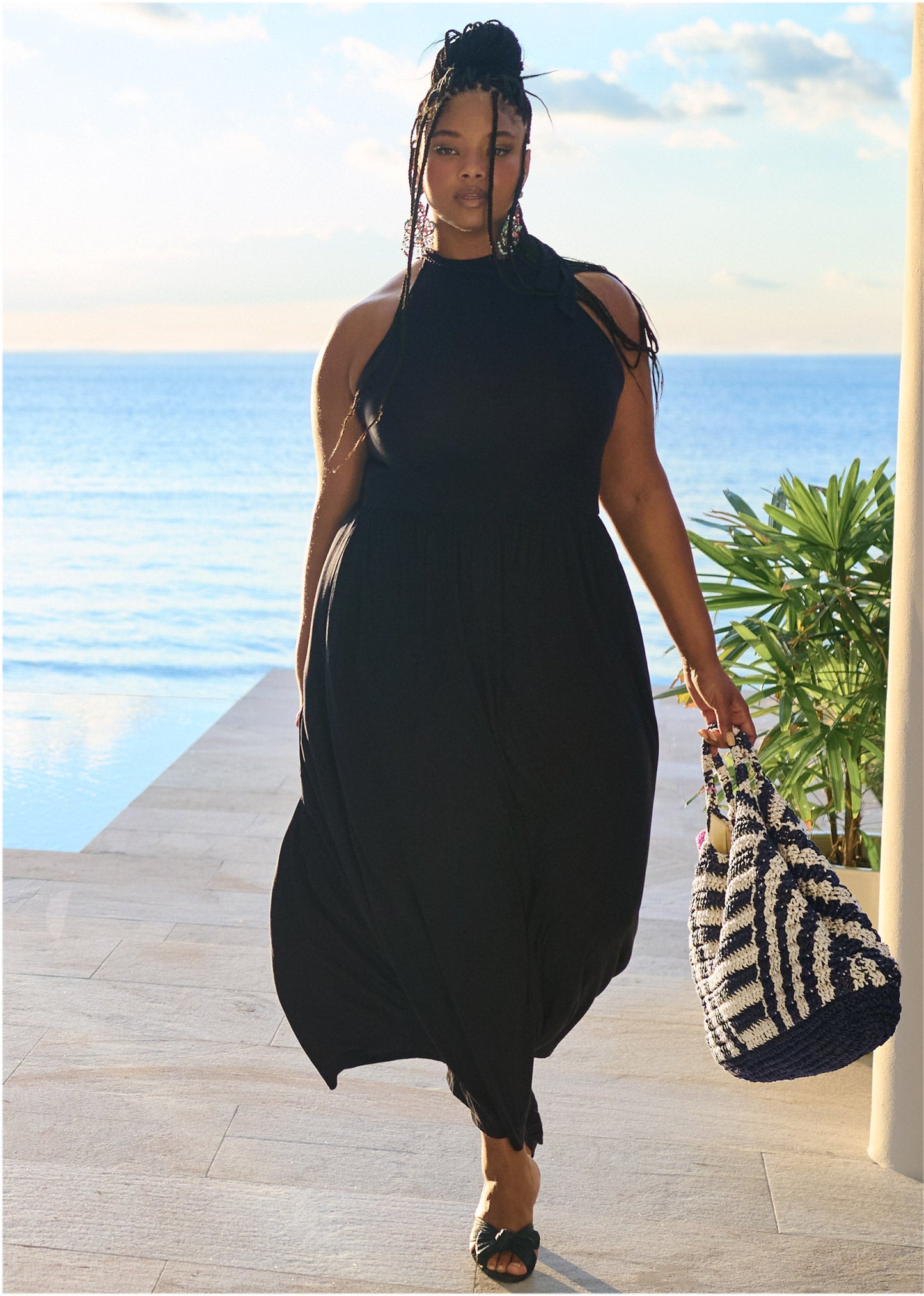 High Neck Maxi Dress - Black