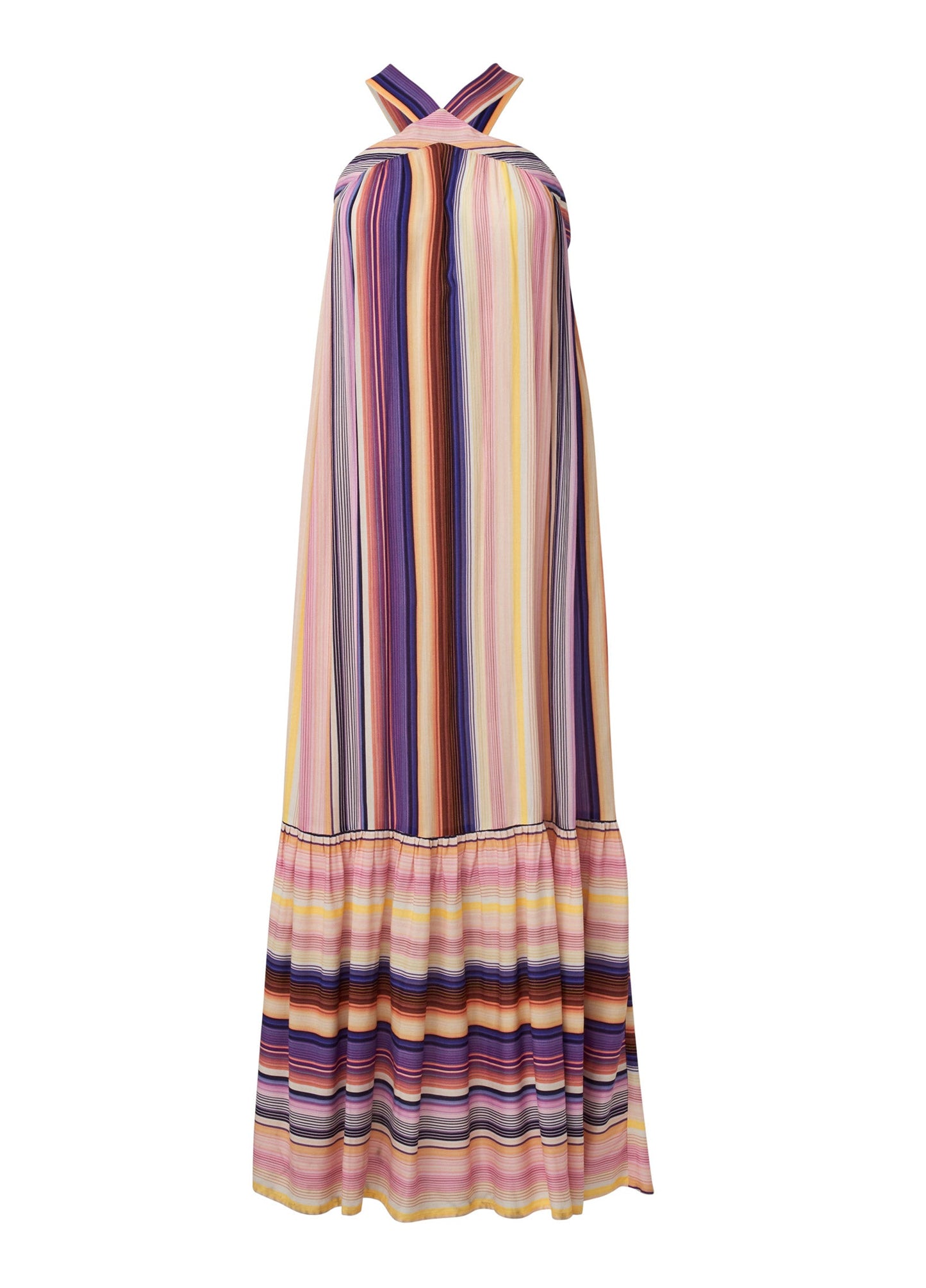 Striped Tiered Maxi Dress - Multi