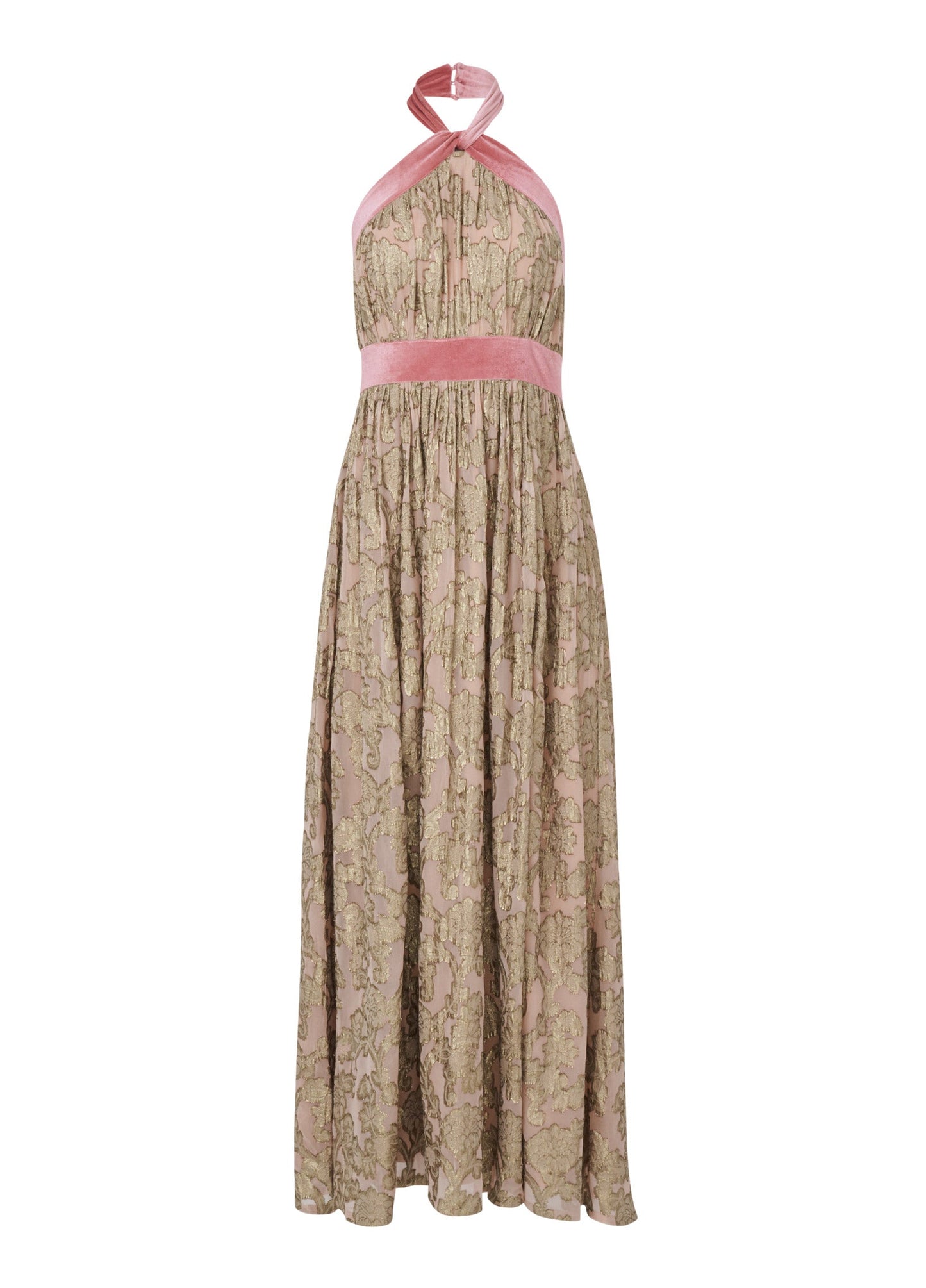 Jacquard Halter Gown - Blush