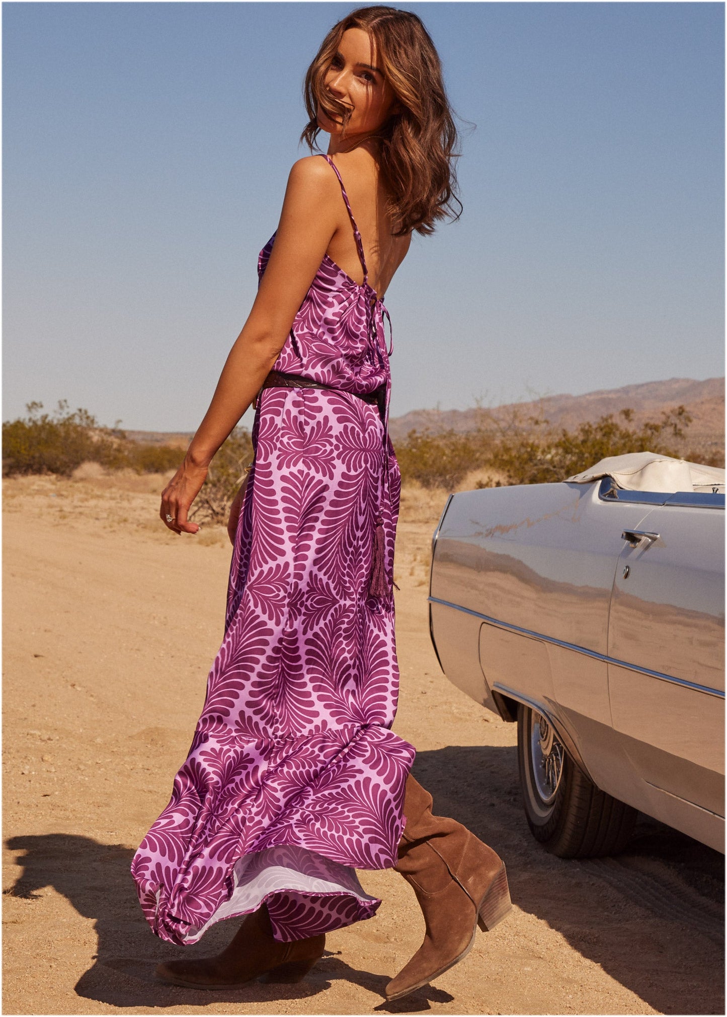 Tassel Tie-Back Maxi Dress - Purple Multi