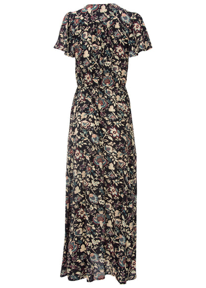 Abstract Print Maxi Dress - Black Floral