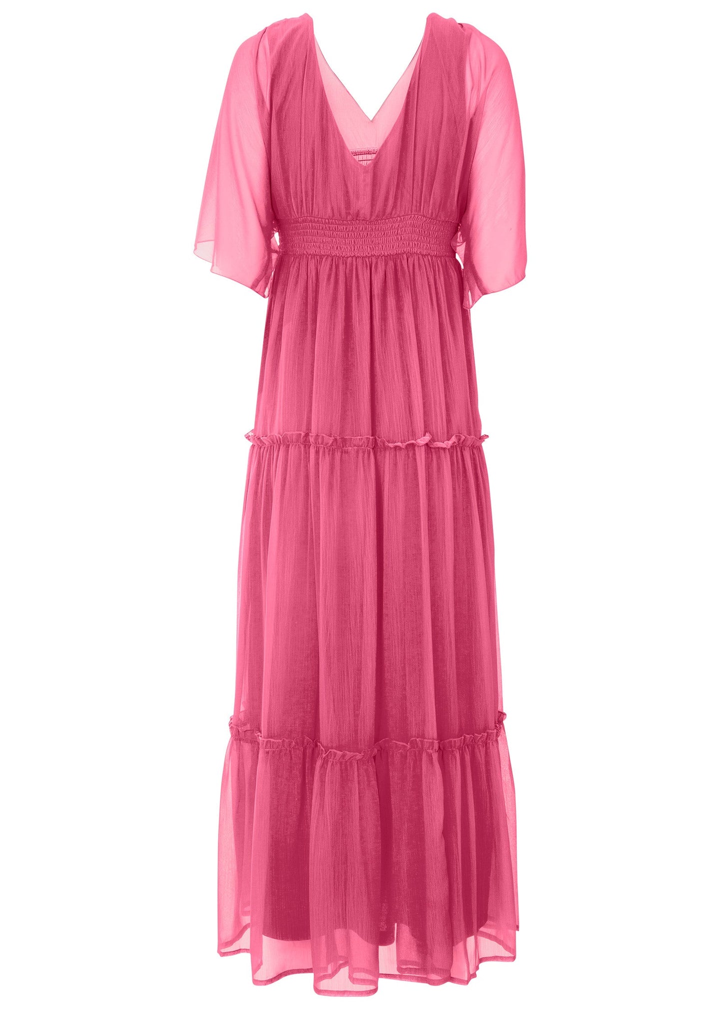 Flutter Sleeve Maxi Dress - Hot Pink