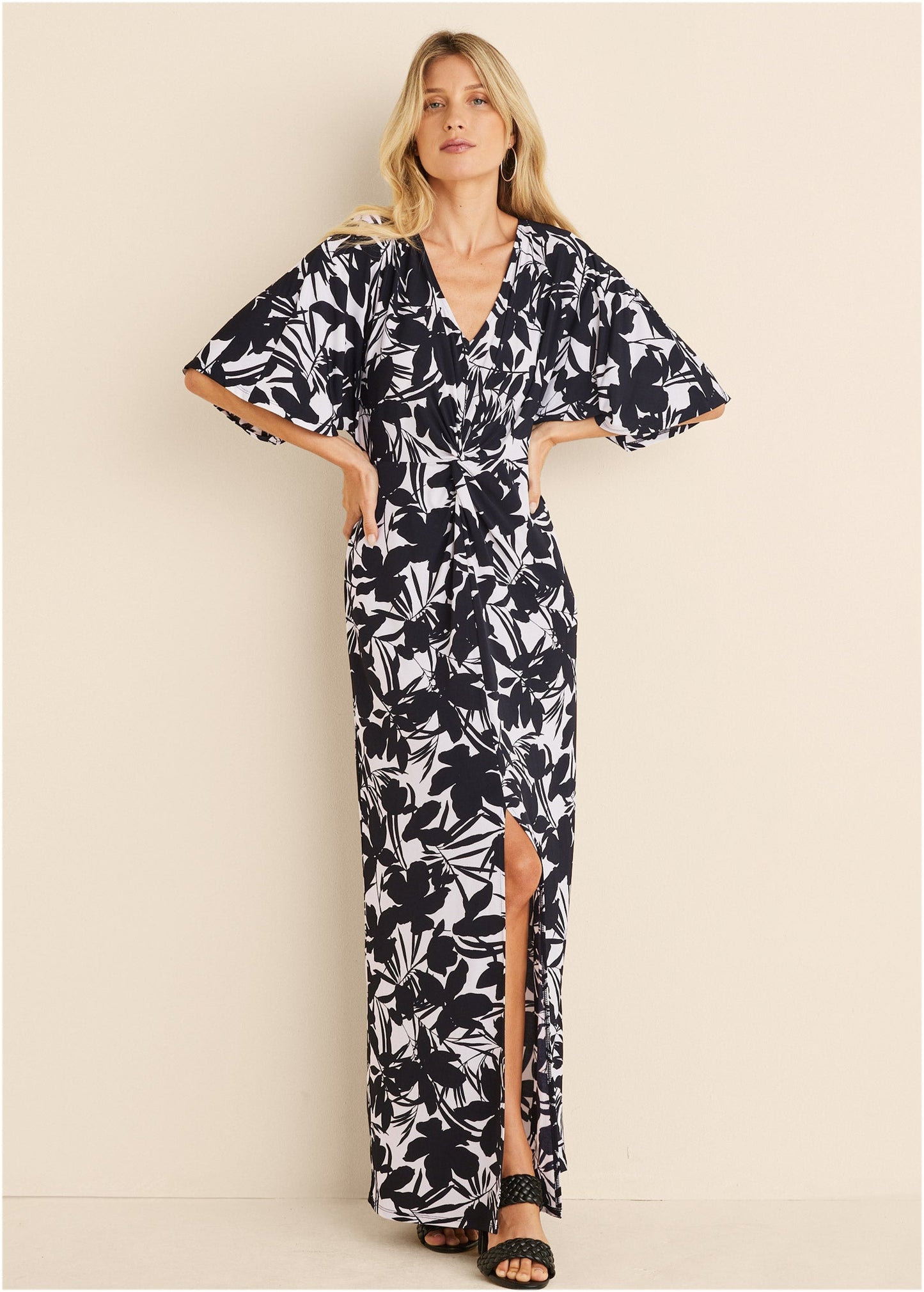 Twist Front Maxi Dress - Exotic Shadow Floral