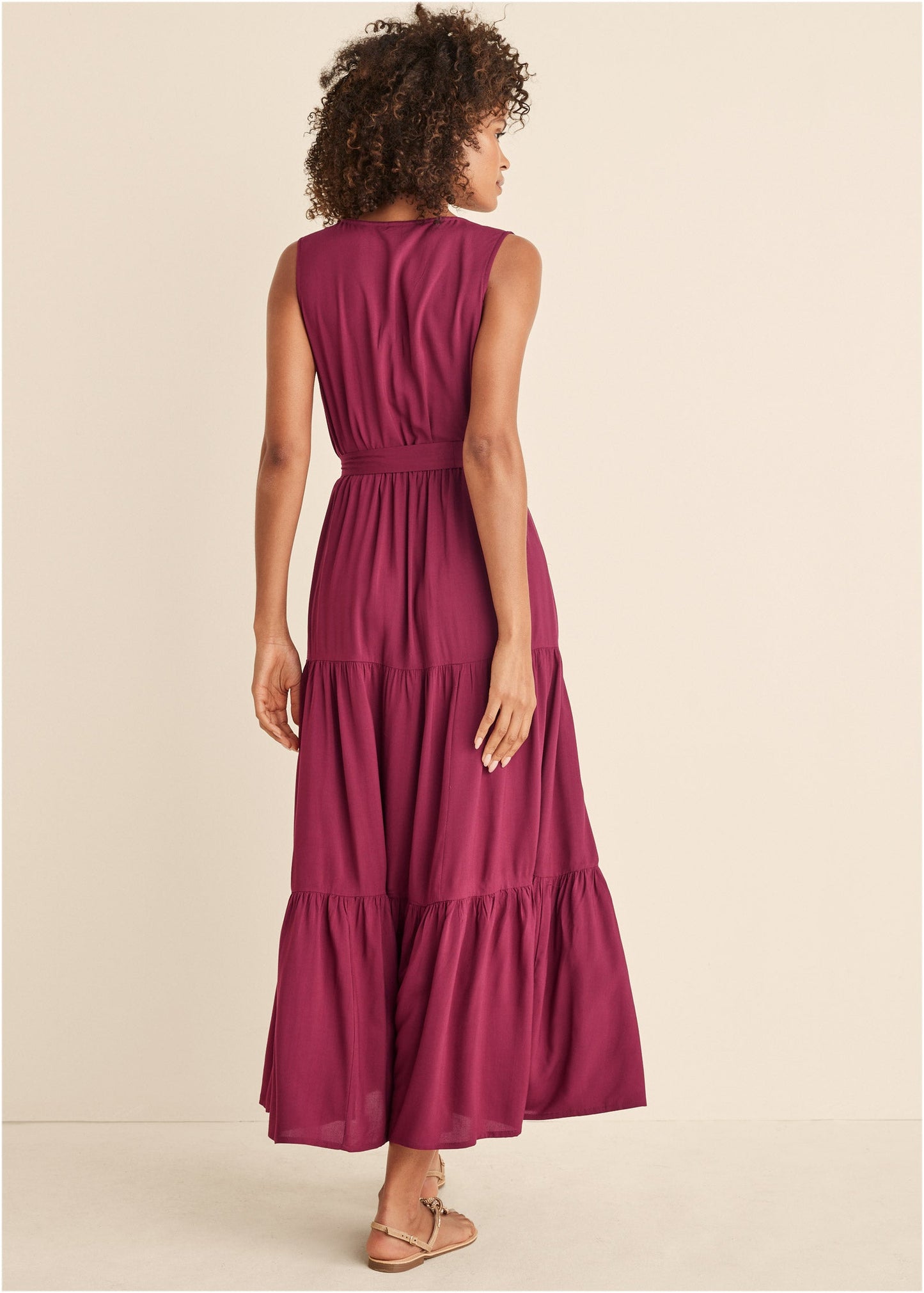 Wrap Tiered Maxi Dress - Mauve