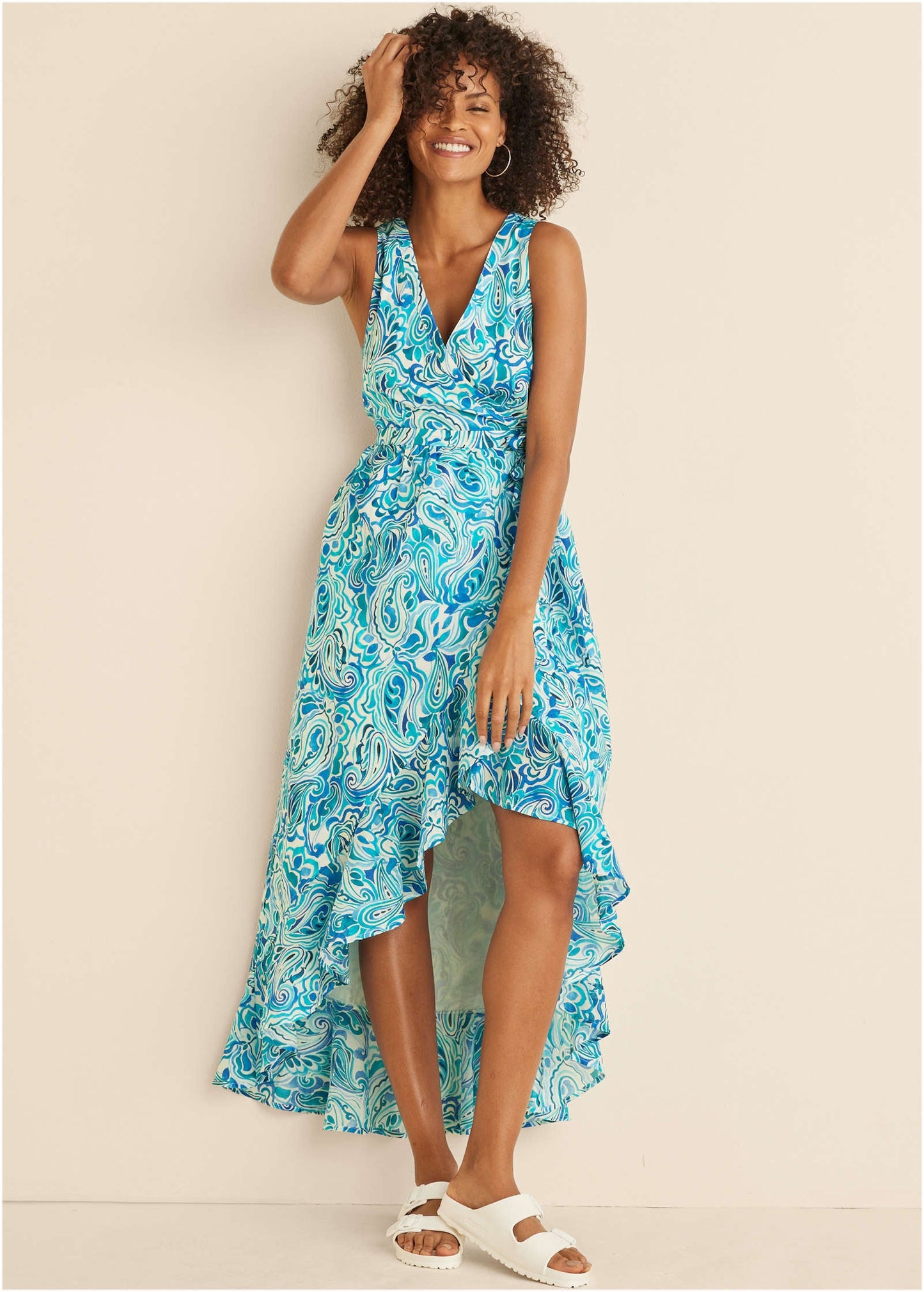 High-Low Wrap Dress - Pisces Paisley