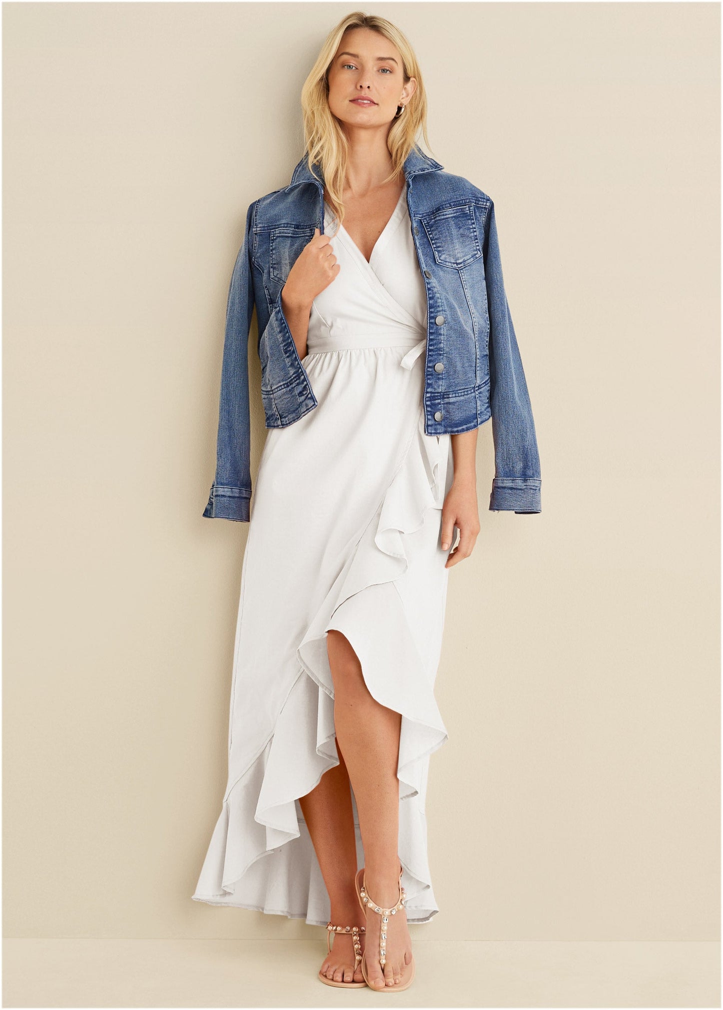 High-Low Wrap Dress - Off White