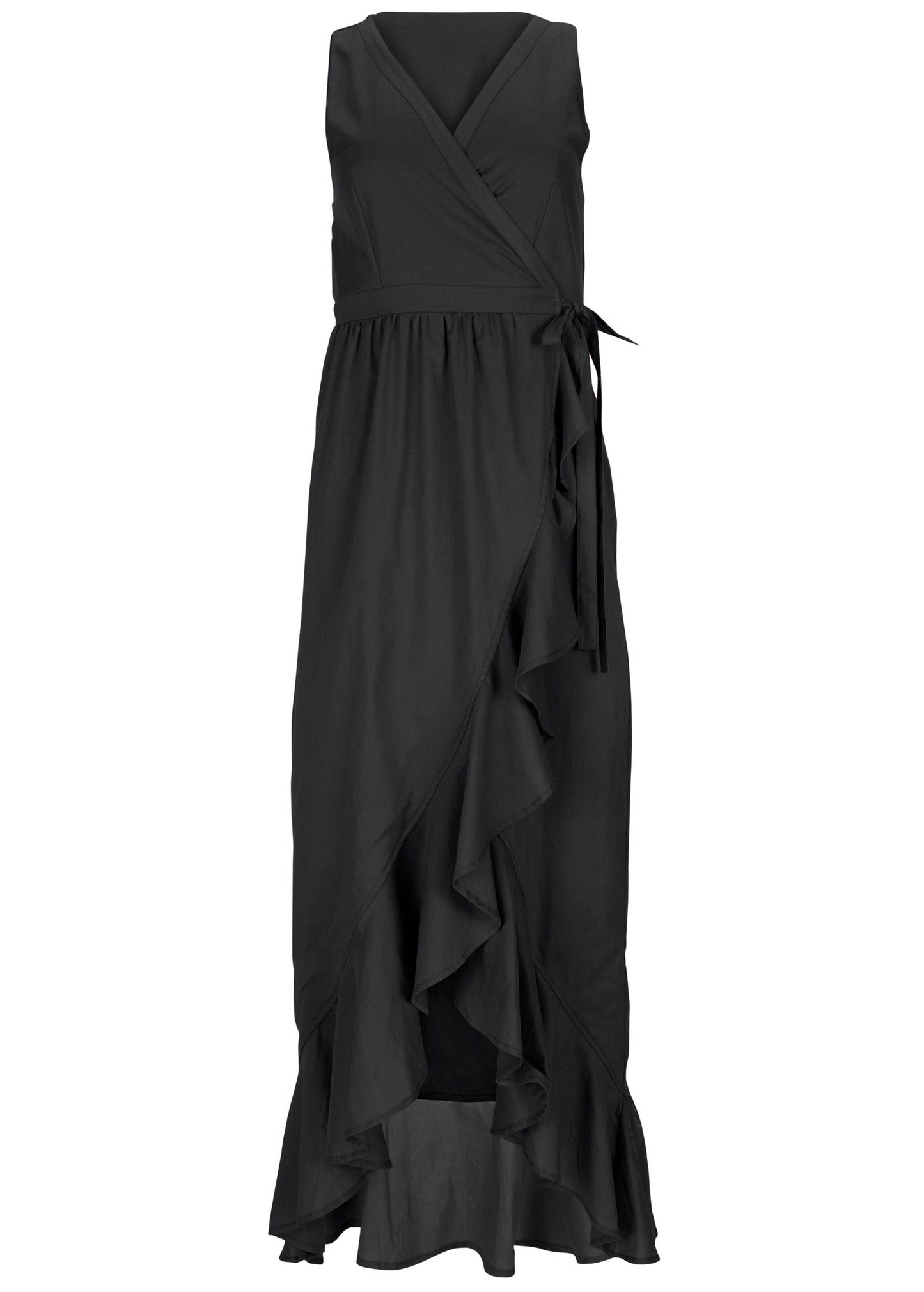 High-Low Wrap Dress - Black