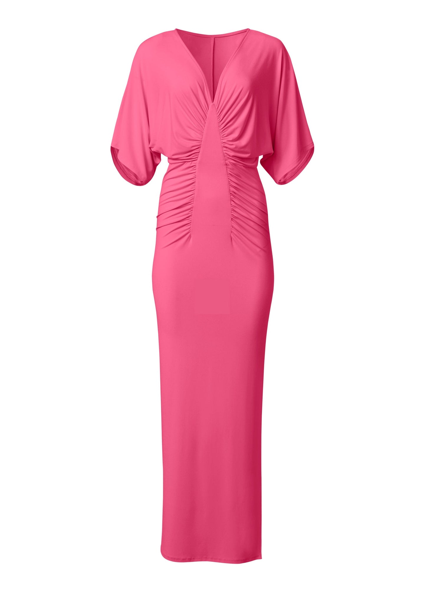 Drape Sleeve Maxi Dress - Hot Pink