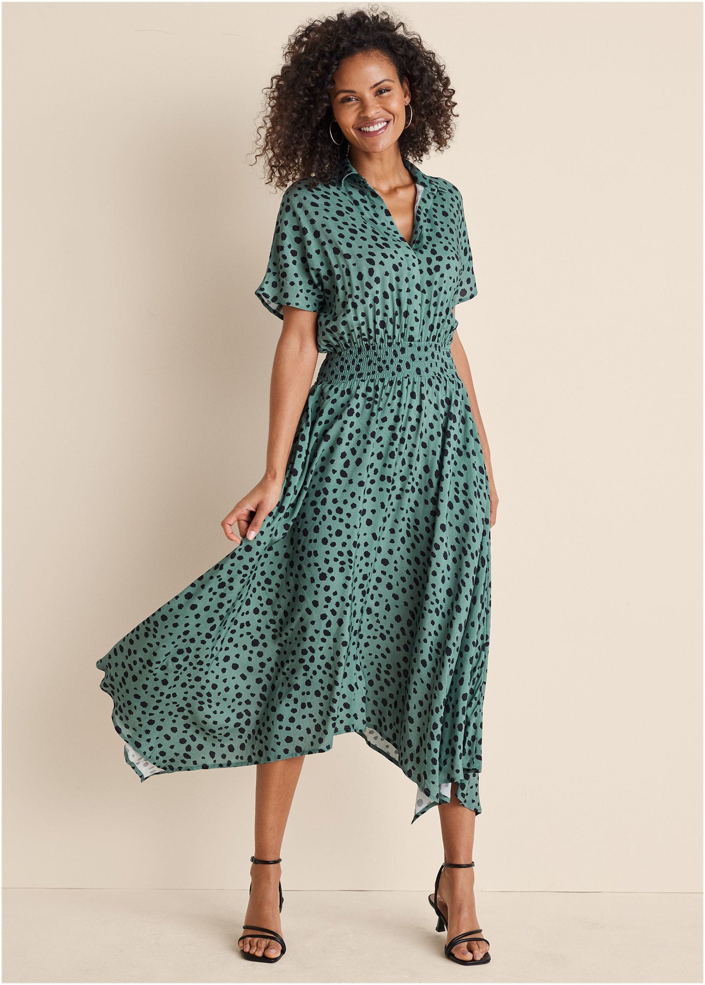 Collared Maxi Dress - Green & Black