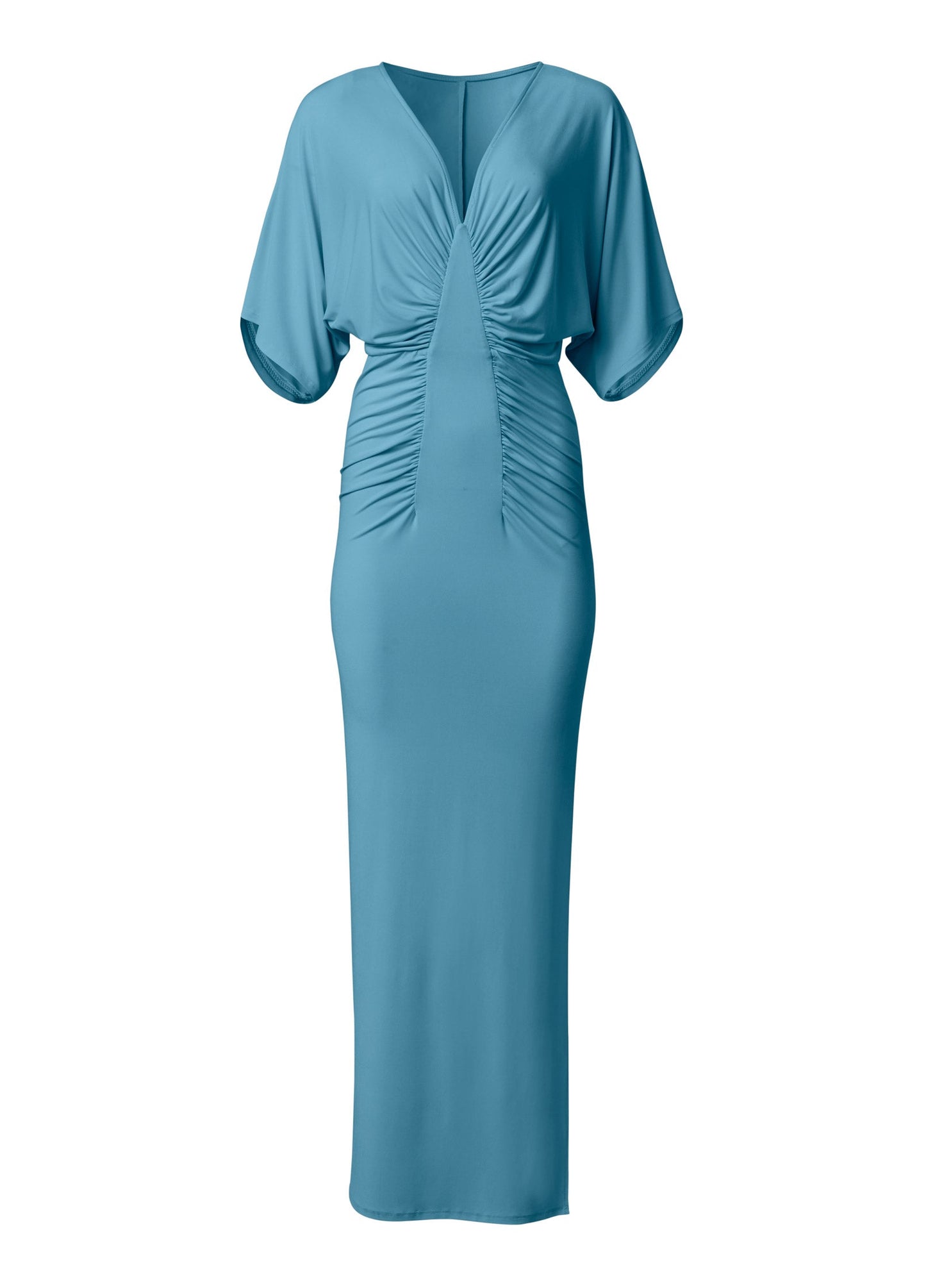 Drape Sleeve Maxi Dress - Blue