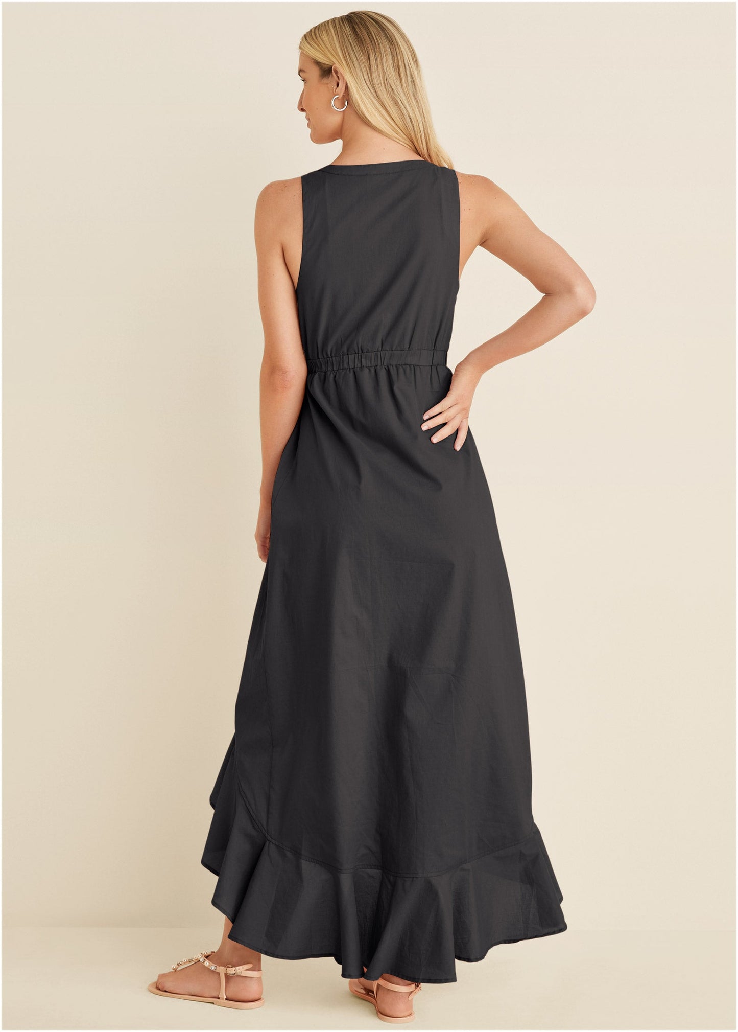 High-Low Wrap Dress - Black