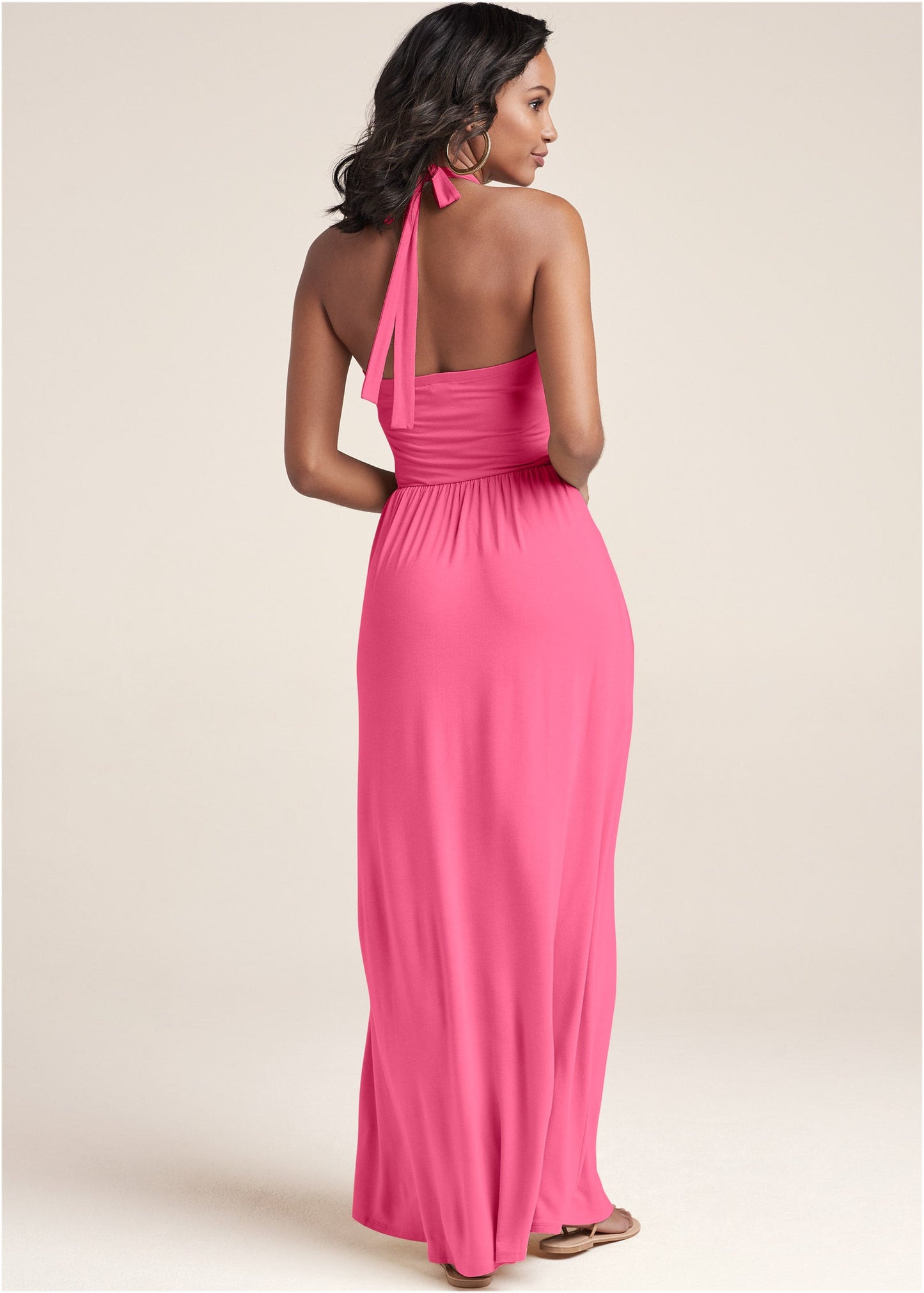 High Neck Maxi Dress - Hot Pink