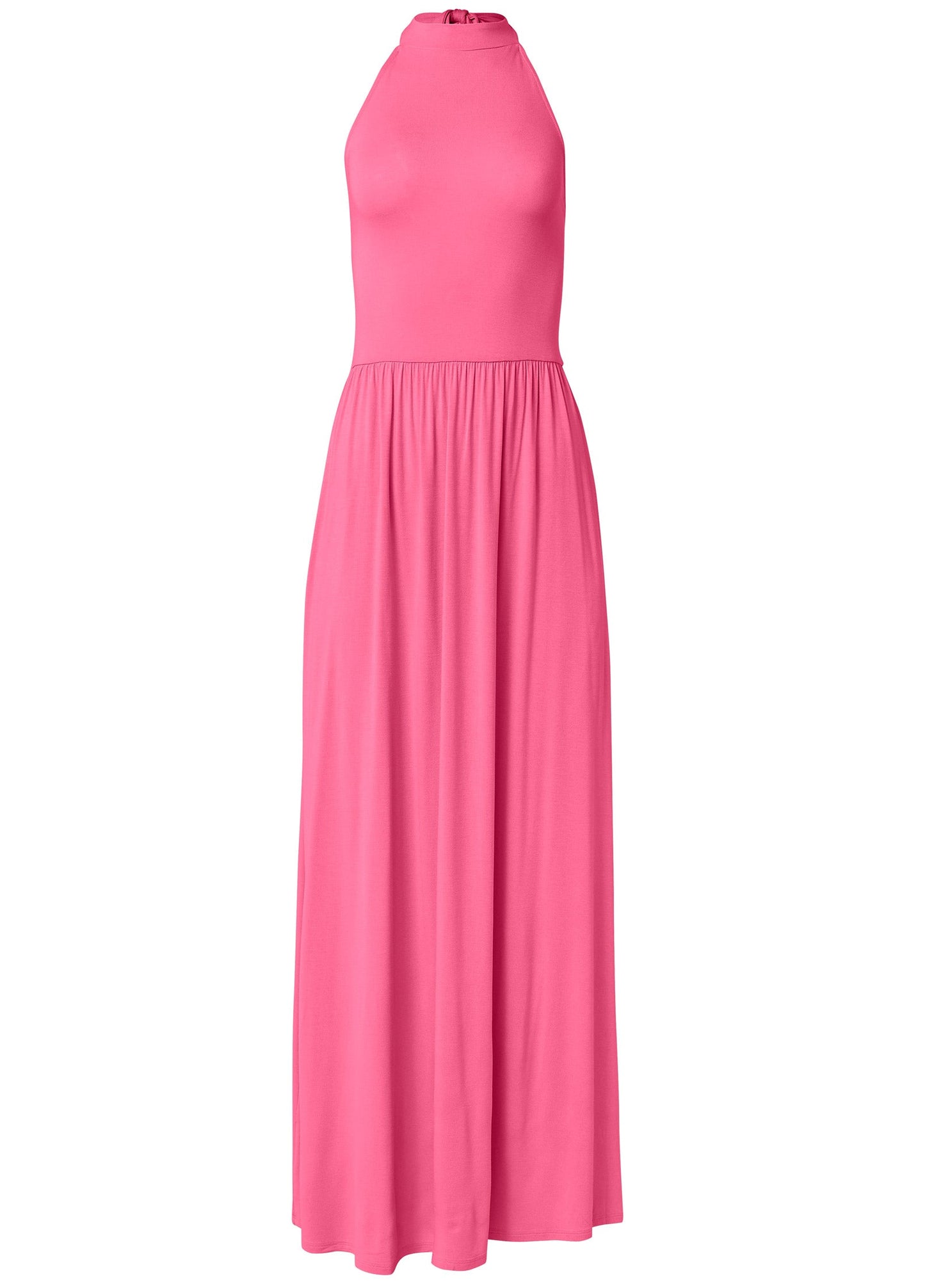 High Neck Maxi Dress - Hot Pink