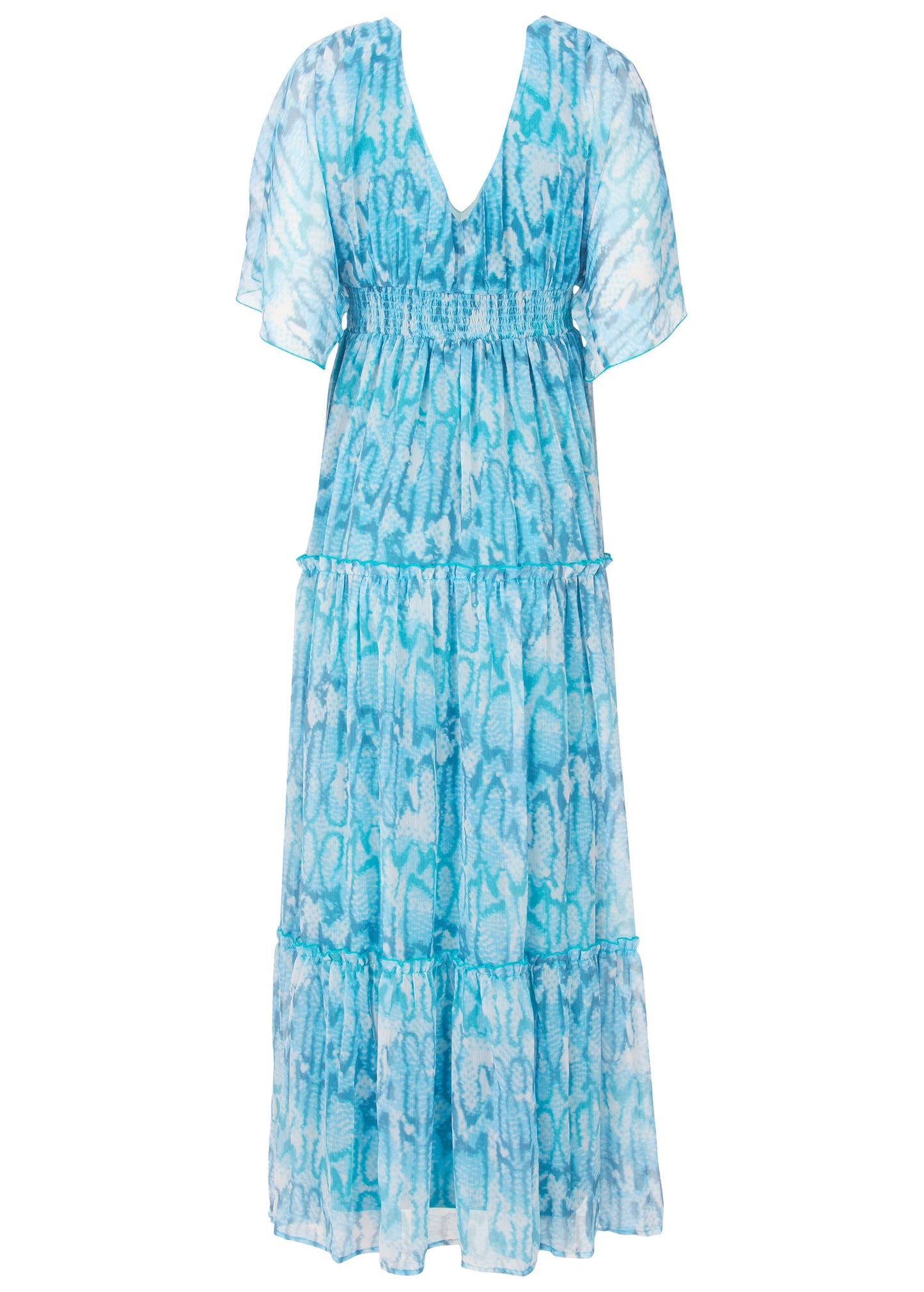 Flutter Sleeve Maxi Dress - Water Snake