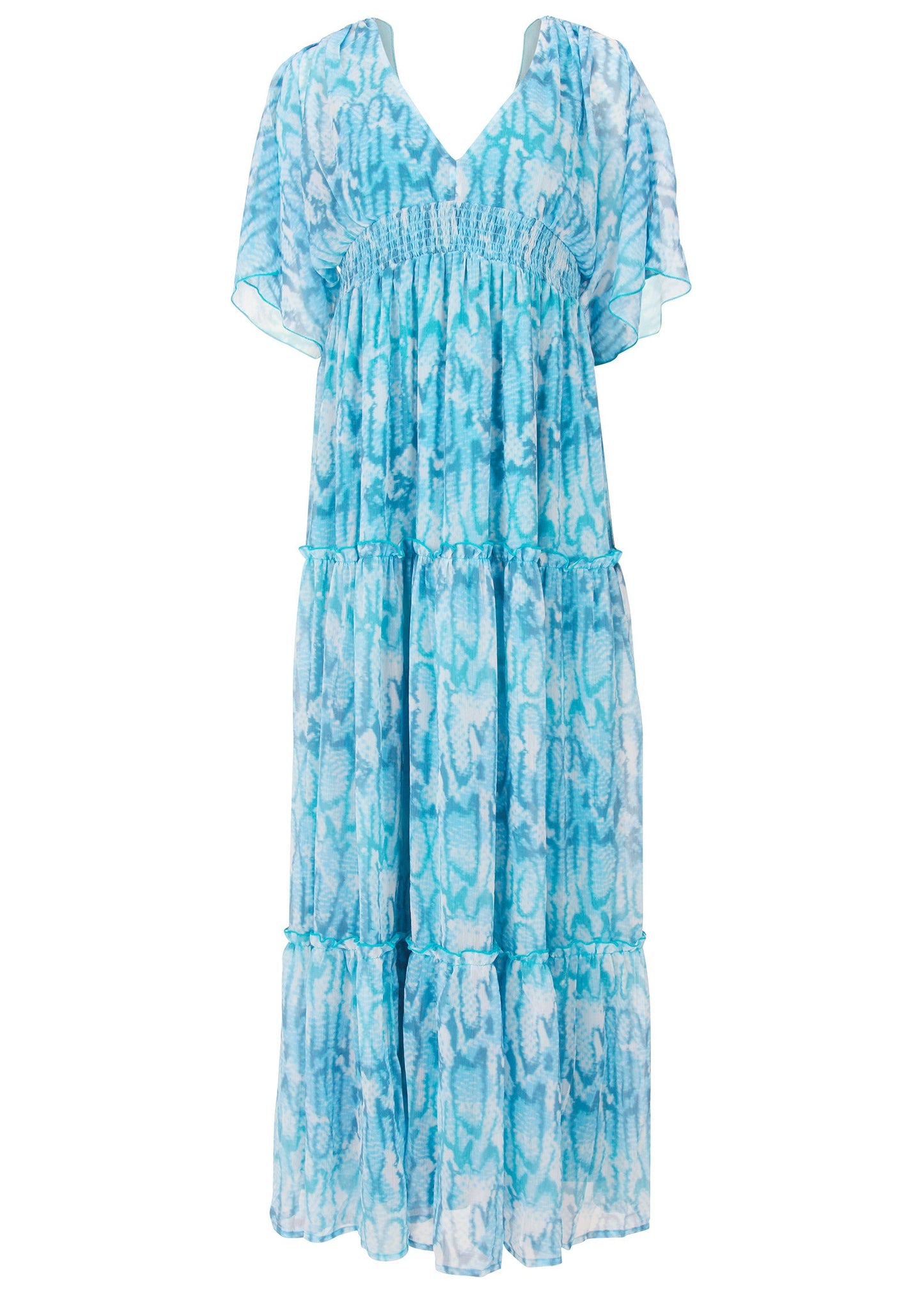 Flutter Sleeve Maxi Dress - Water Snake