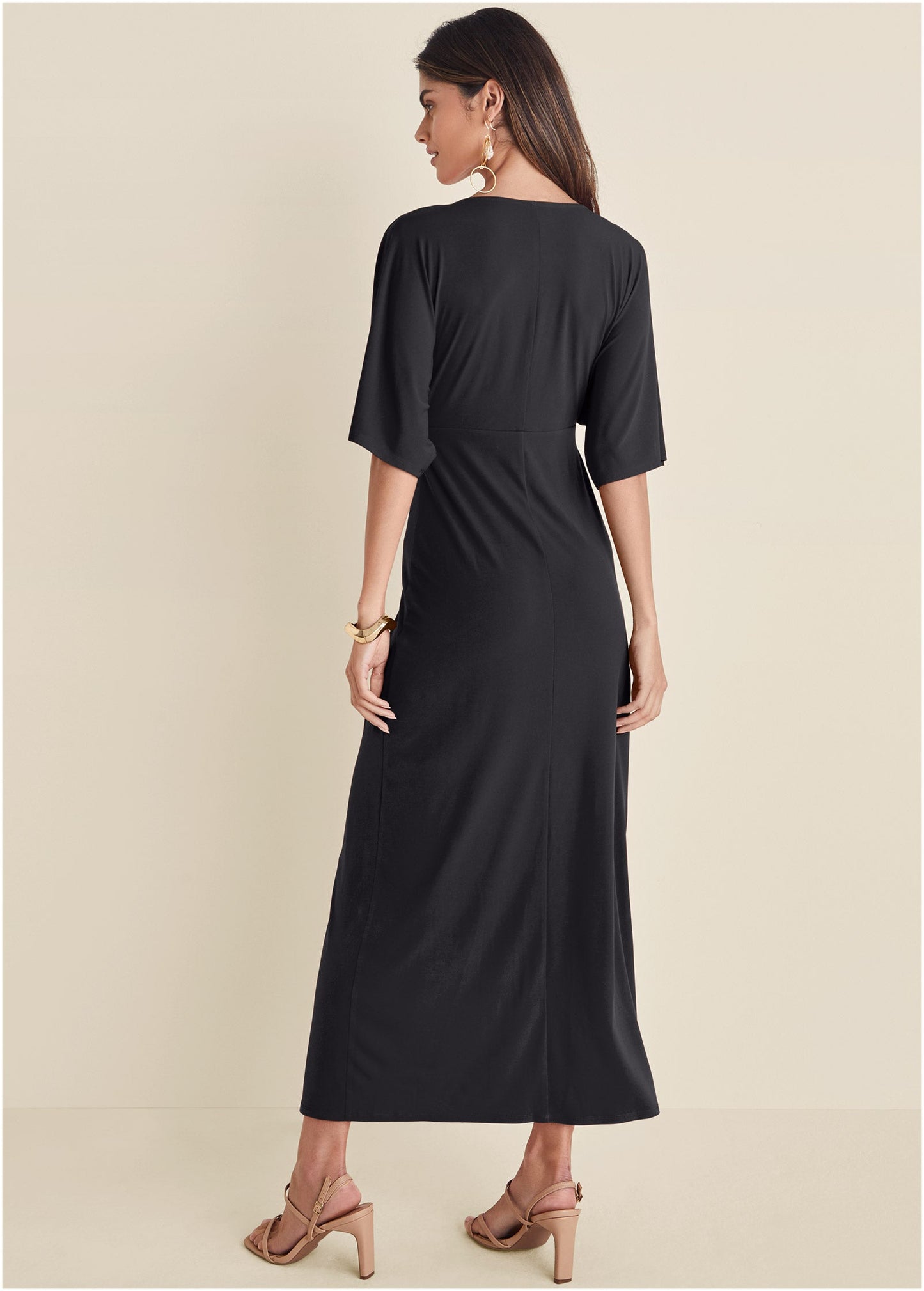 Twist Front Maxi Dress - Black