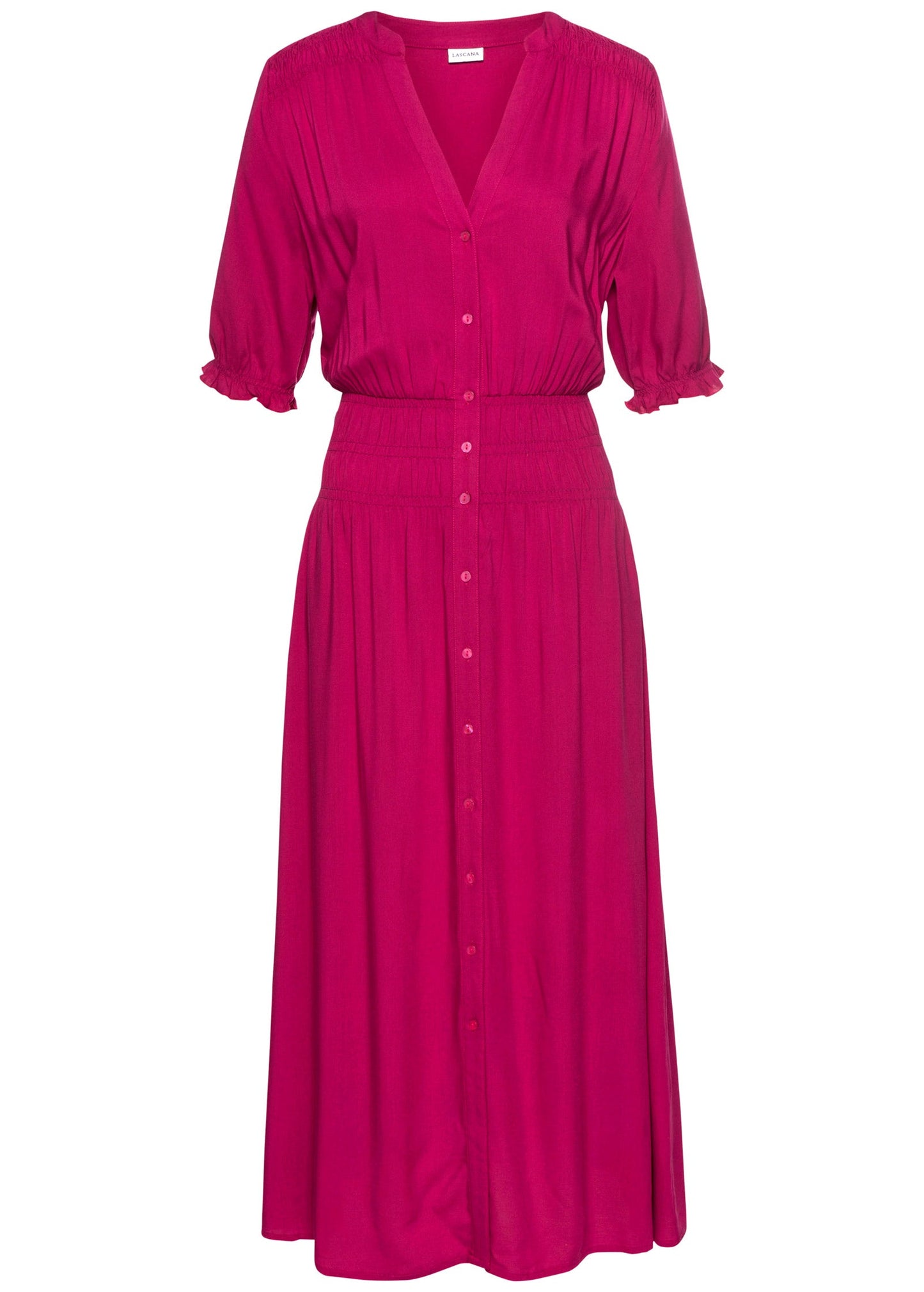 Button Front Maxi Dress - Pink