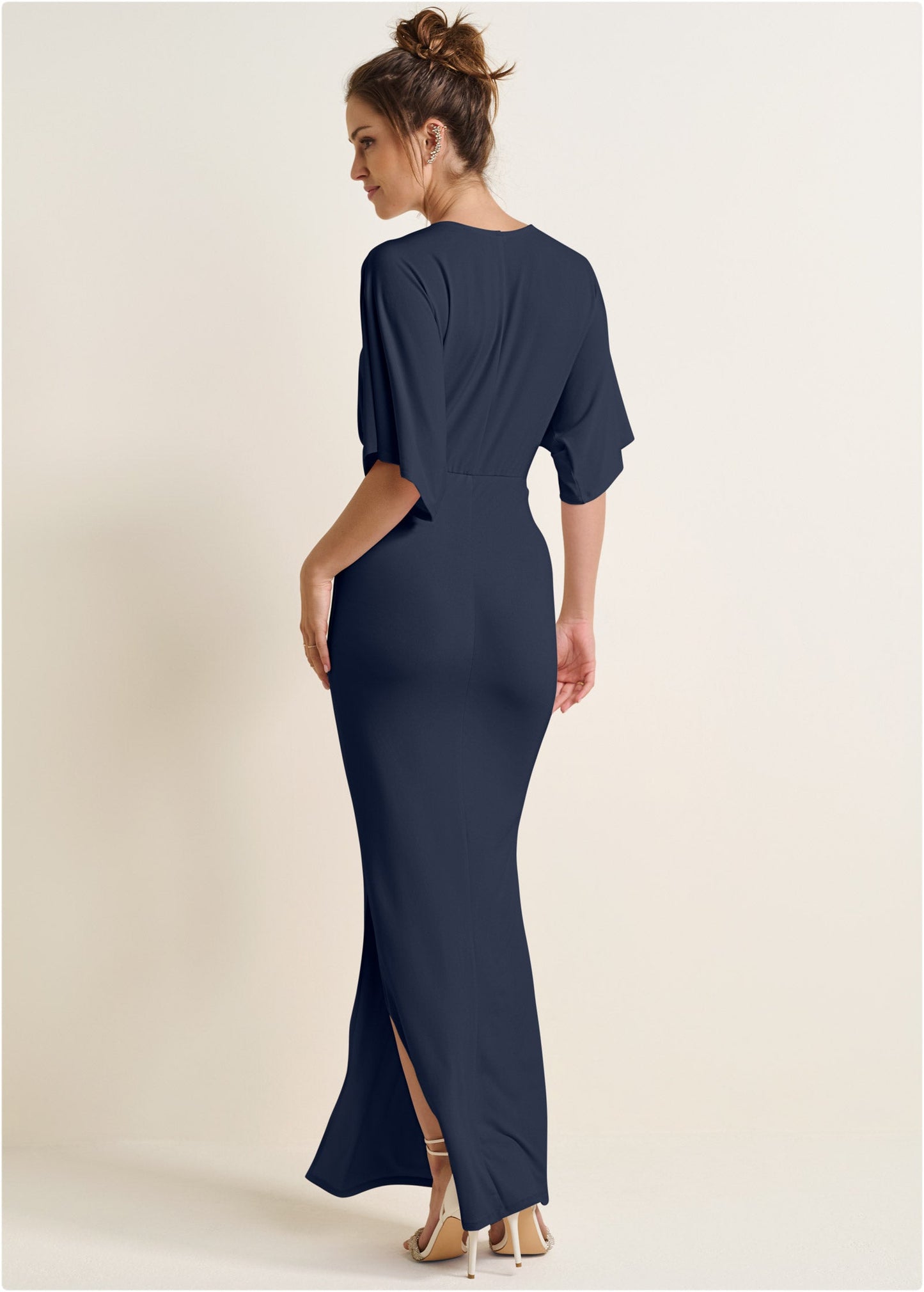 Drape Sleeve Maxi Dress - Navy