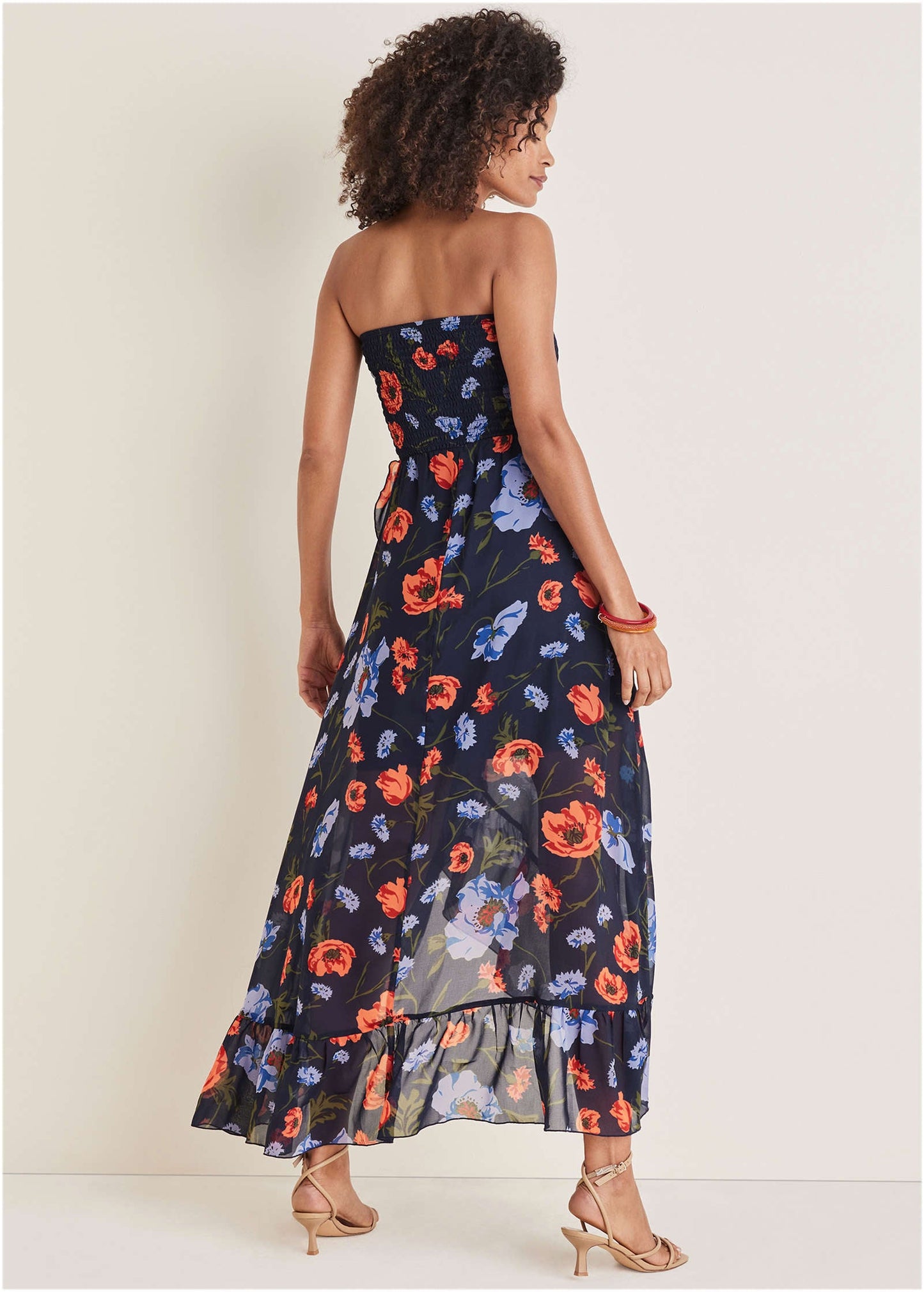 Strapless Smocked Maxi - Forest Floral Iris