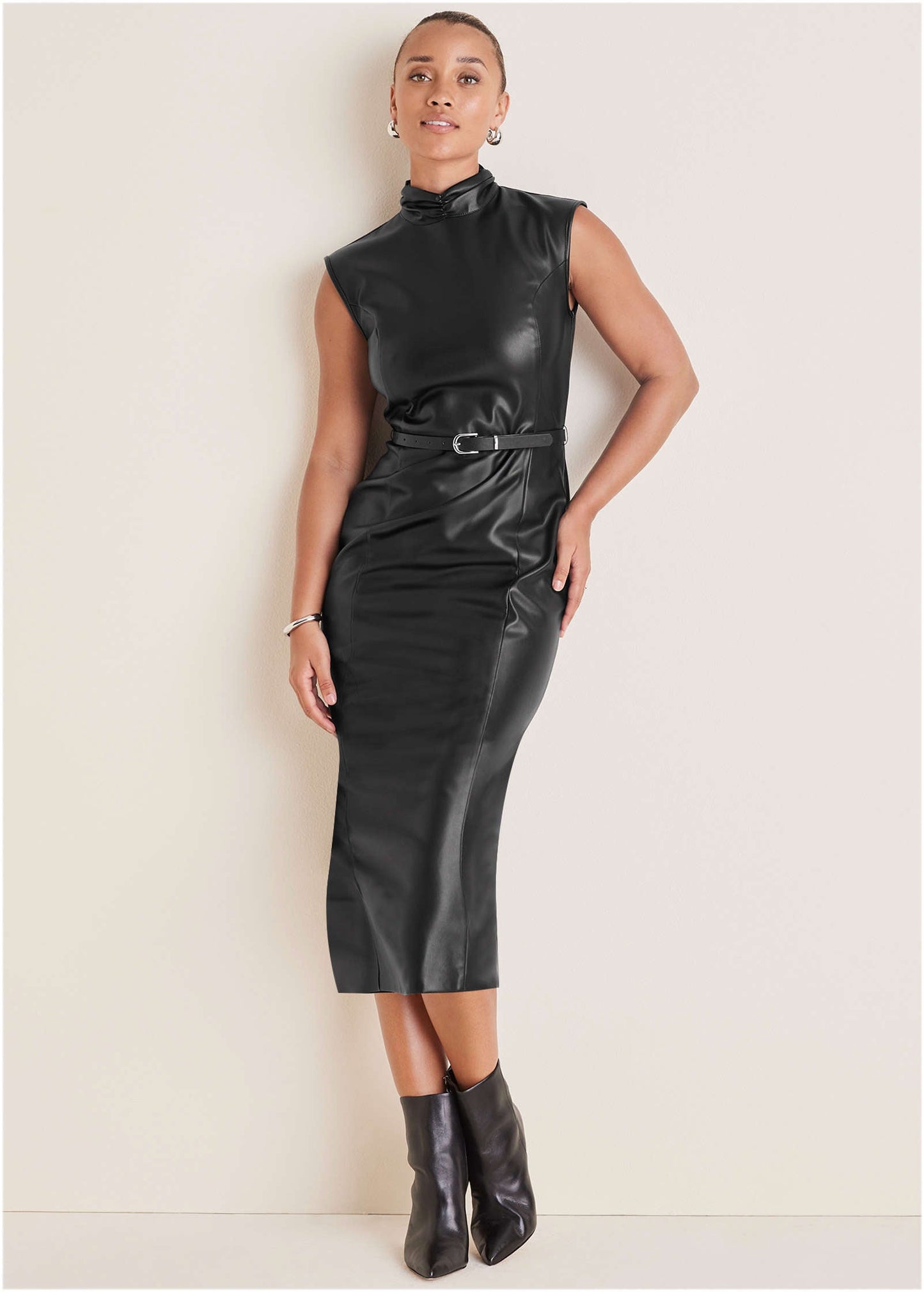 Faux Leather Dress - Black