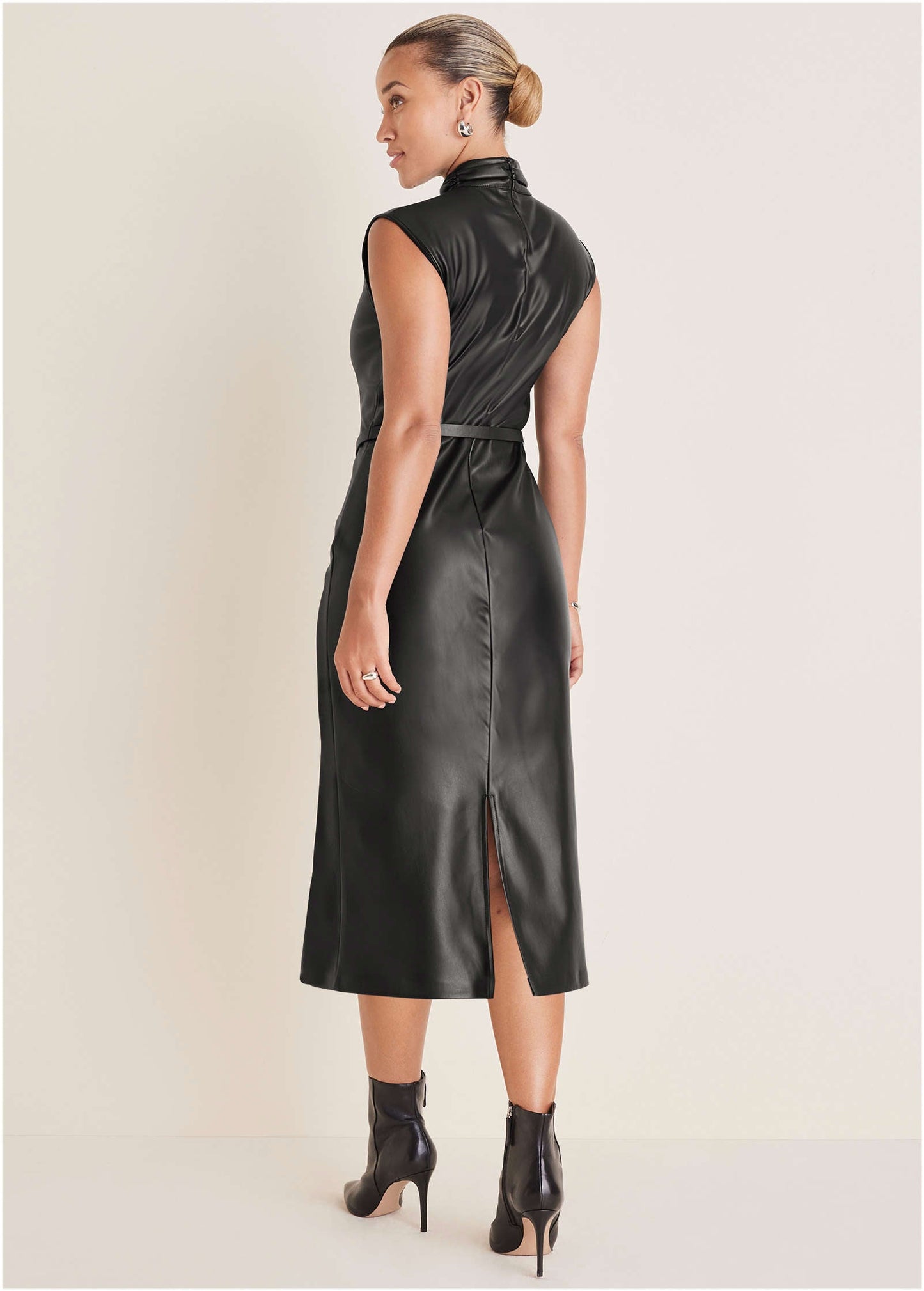 Faux Leather Dress - Black