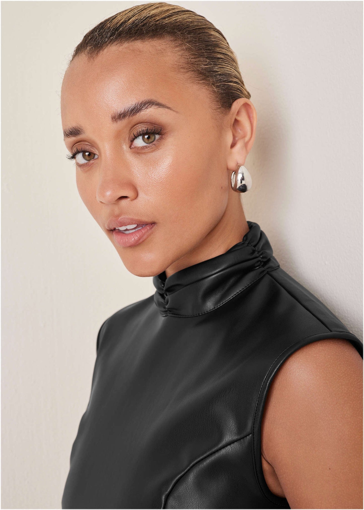 Faux Leather Dress - Black