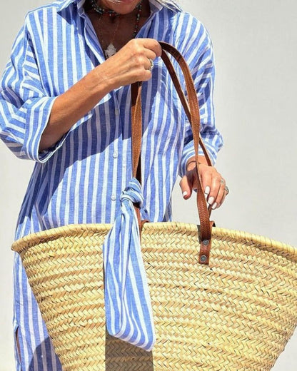 Colen | Robe Chemise Rayée à Lacets