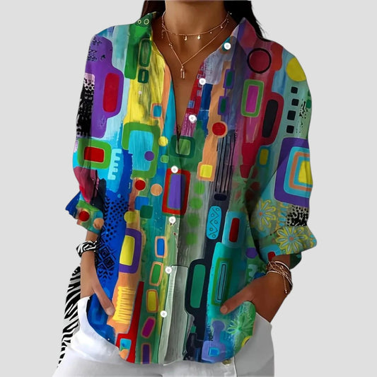 Gladys | Blouse Élégante À Motif Géométrique