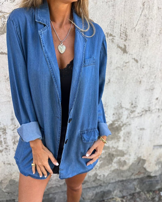 Mariel | Blazer Décontracté En Denim