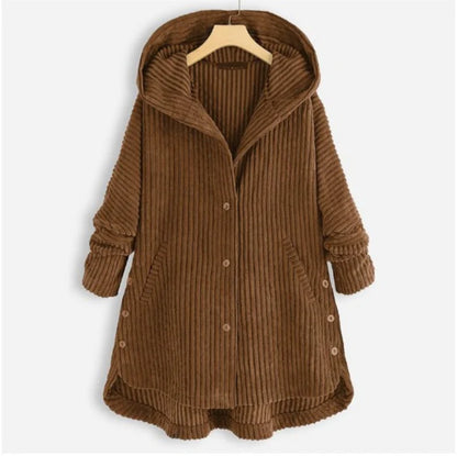 Beth | Manteau Côtelé Douillet Avec Capuche