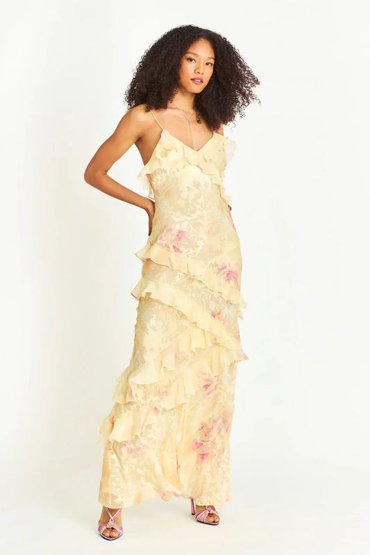 Clara | Robe Longue Romantique À Volants Pour Occasions Élégantes