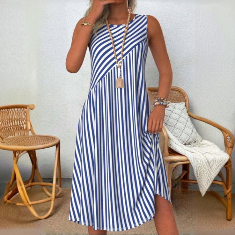 Sandy | Robe D'Été Sans Manches À Rayures