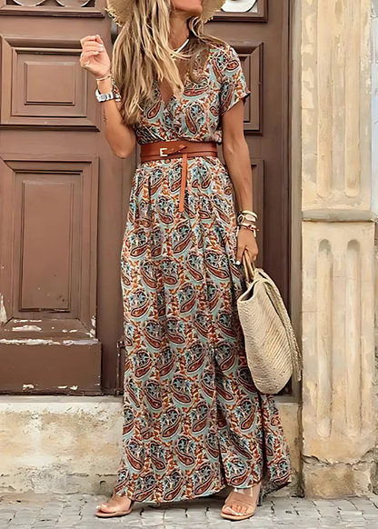 Remy | Robe Longue Bohème À Taille Froncée