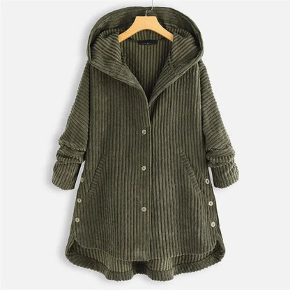 Beth | Manteau Côtelé Douillet Avec Capuche