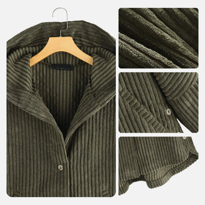 Beth | Manteau Côtelé Douillet Avec Capuche
