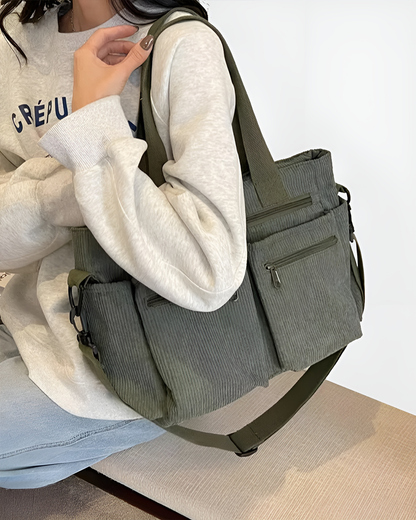 Camille | Sac Tote En Velours Côtelé Élégant Et Pratique